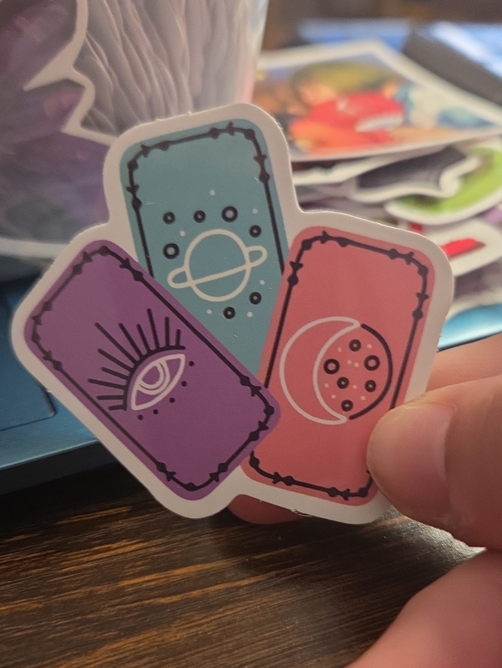 Purple, Teal & Pink Decorative Tarot Card Sticker Pack - Brand: